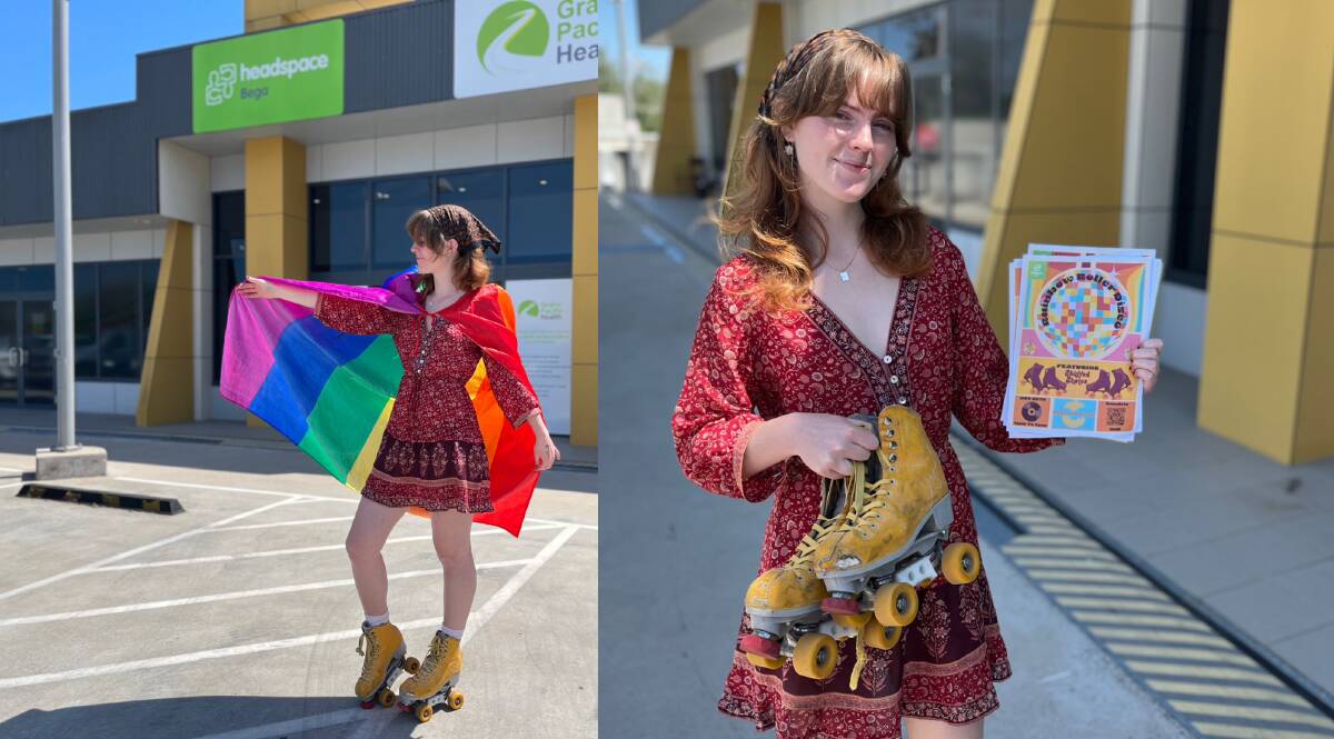 Lilli Simpson in her skates in front of headspace Bega. Picture by James Parker