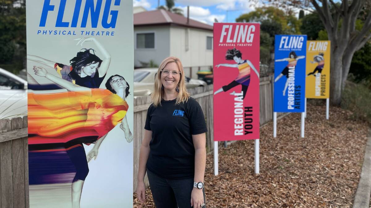 Co-artistic director Gabrielle Rose out the front of Fling Physical Theatre's new home in Bega. Picture by James Parker.