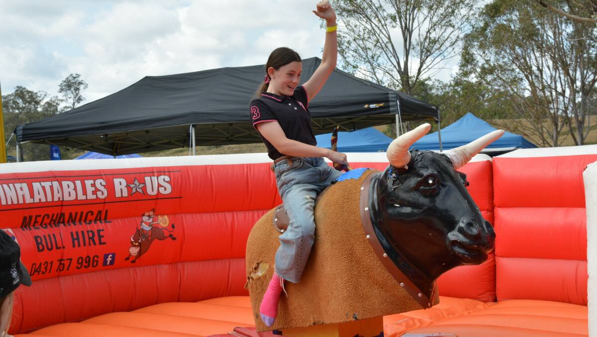 Liesel Hickman on the mechanical bull in 2023. Picture by Ben Smyth