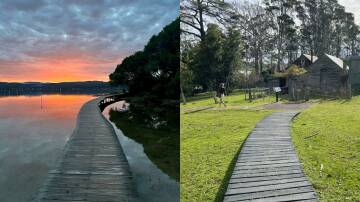 Merimbula Boardwalk at sunset, and the historic Davidson Whaling Station. Pictures by James Parker