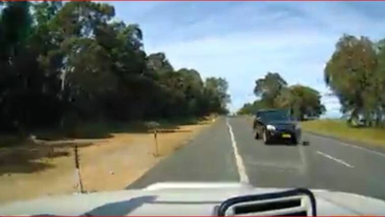 Neale Oxley's dash-cam footage of a terrifying near-miss on the Princes Highway south of Moruya.
