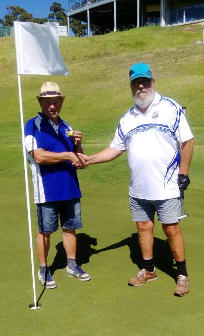 Ace: Ian Alexander was there to congratulate Alan Brown on his hole-in-one.