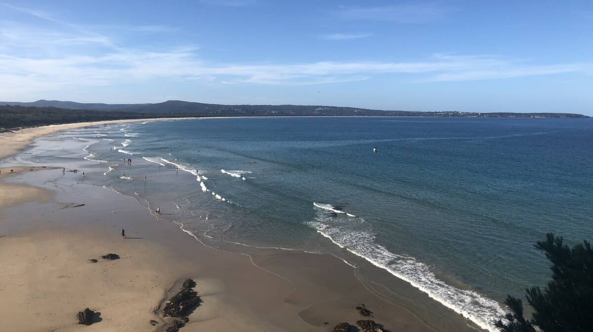This photo of Pambula Beach with plenty of people still about was taken at 6pm by journalist Claudia Ferguson. Are you enjoying summer?