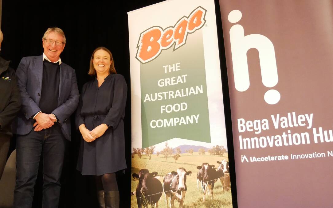 Barry Irwin from Bega Cheese and Sam Avitaia from the University of Wollongong presented the circularity co-operative concept in Bega in 2021. Picture file