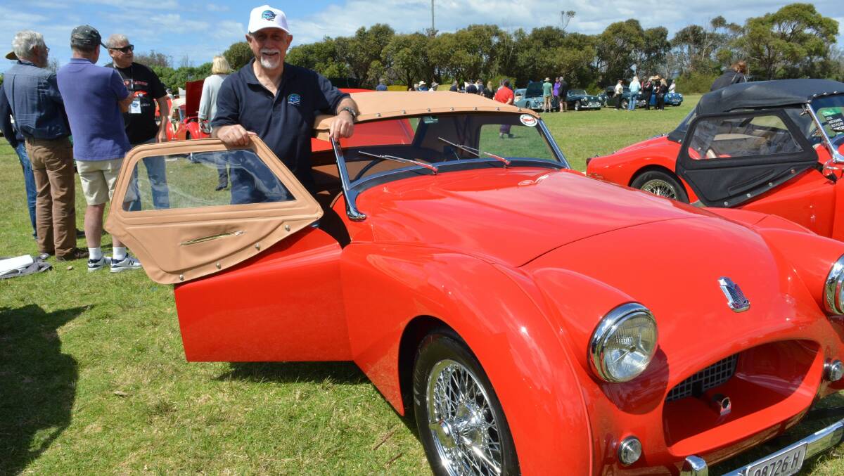 TR Register Australia club president John McCormack's and his faithfully restored TR2 in Merimbula on Saturday, October 15, 2022. Picture by Ben Smyth