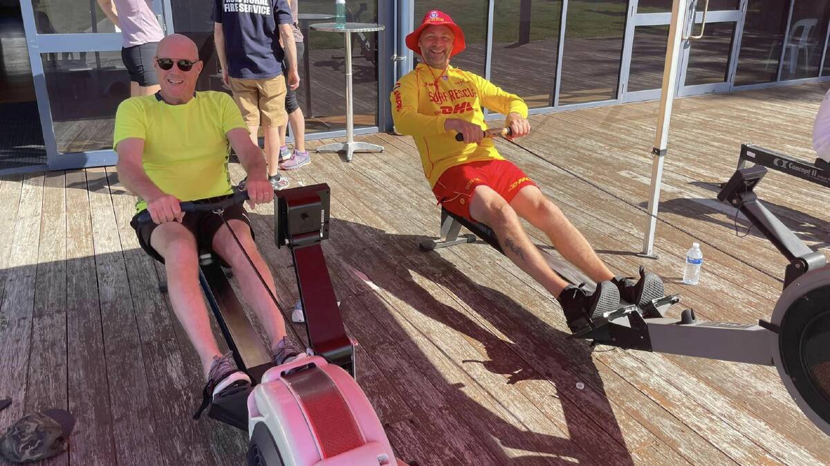 Bruce McAslan and Radek Hruska put in the time at Bermagui SLSC during the 2022 24-hour for Mental Fitness. Picture supplied