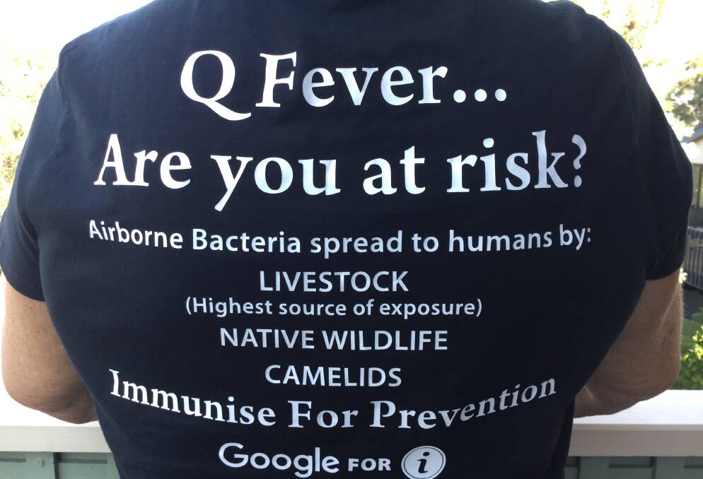 Kay Foulsham has had T-shirts printed up outlining the risk of Q fever, urging people to seek out information and get vaccinated.