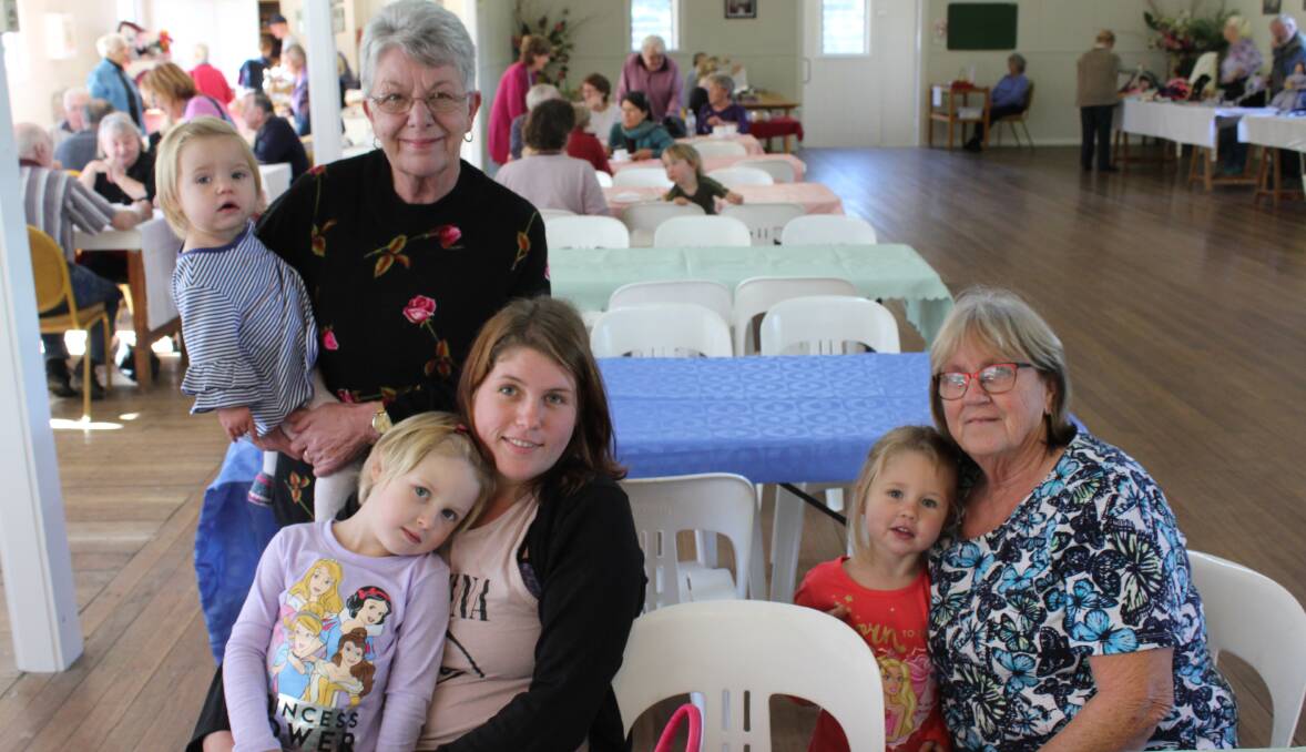 Brogo's annual Biggest Morning Tea was fun for Ruby Russell of Bega with Mckinley, Matilda, Erin, Evelyn and Maree Walsh of Wolumla.