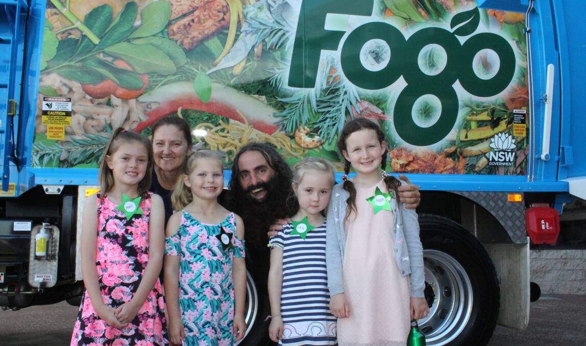 RED CARPET: Costa Georgiadis and Joley Vidau with several of the young stars of the Bega valley Shire's FOGO campaign.