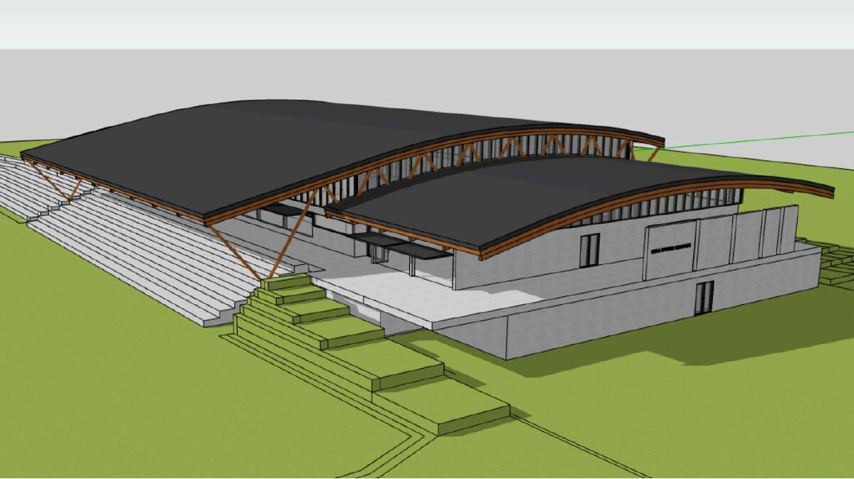 Concept render of the Bega Sports Complex to be built between George Griffin and the Bega Recreation Ground. 