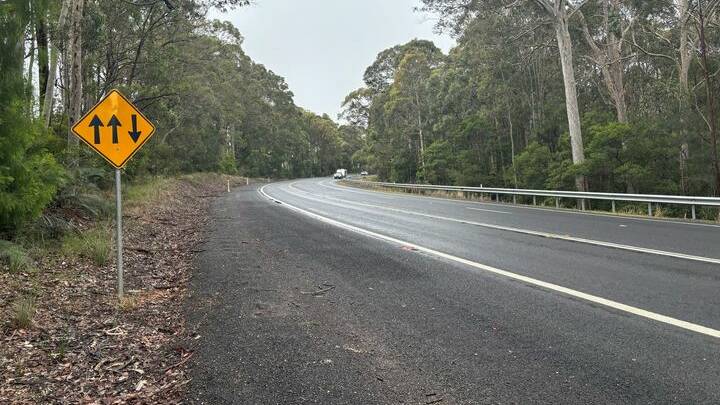 The vandalised sign south of Narooma has since been fixed by Transport for NSW. Picture supplied