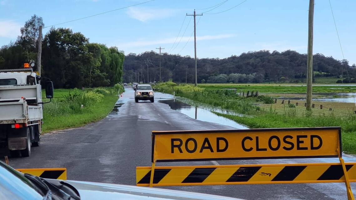 Tathra Road at Jellat is closed as of 3.45pm Tuesday, October 25. Picture by NSW SES Bega Valley Units