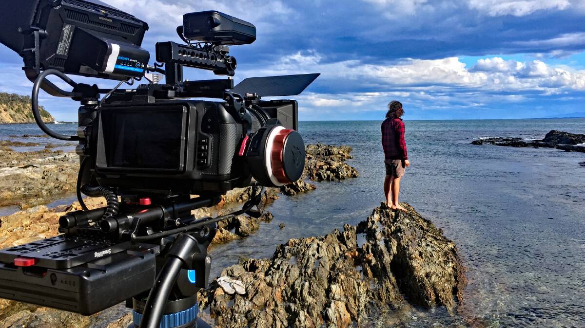 Yuwinj Dhari Bulwal film shoot on the Far South Coast for the 2021 Far South Film Festival. Photo: Hiromi Matsuoka