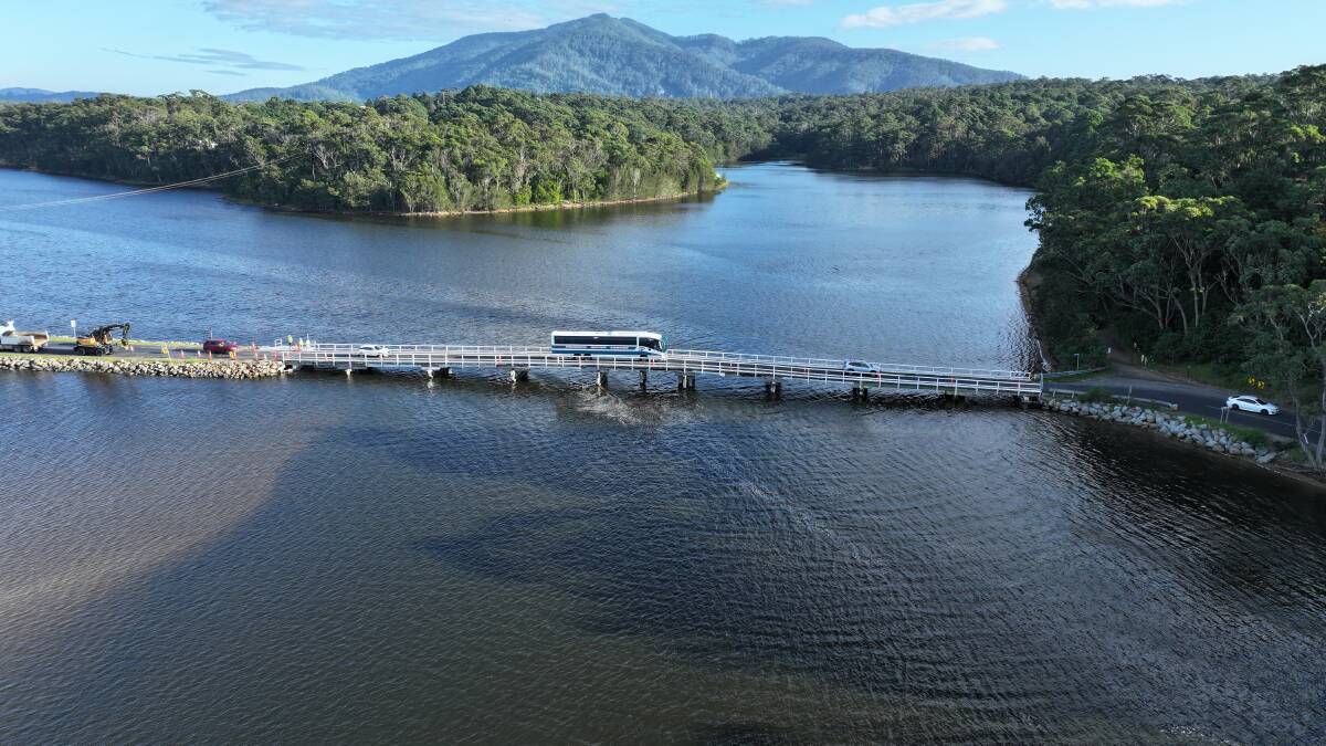 Transport for NSW and Bega Valley Coaches have organised free shuttle buses for anyone needing transport while Wallaga Lake Bridge is closed for repairs. Picture supplied