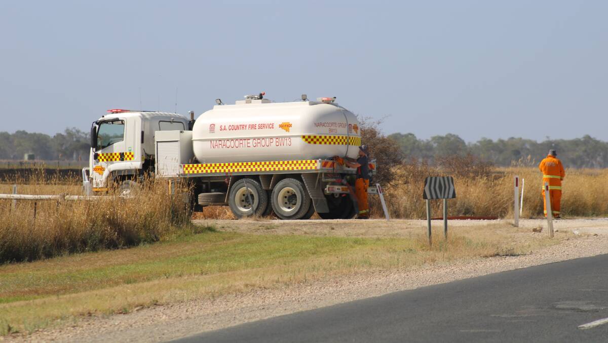 A Naracoorte bulk water carrier stands by on Tuesday. Photo: ELISABETH CHAMPION 