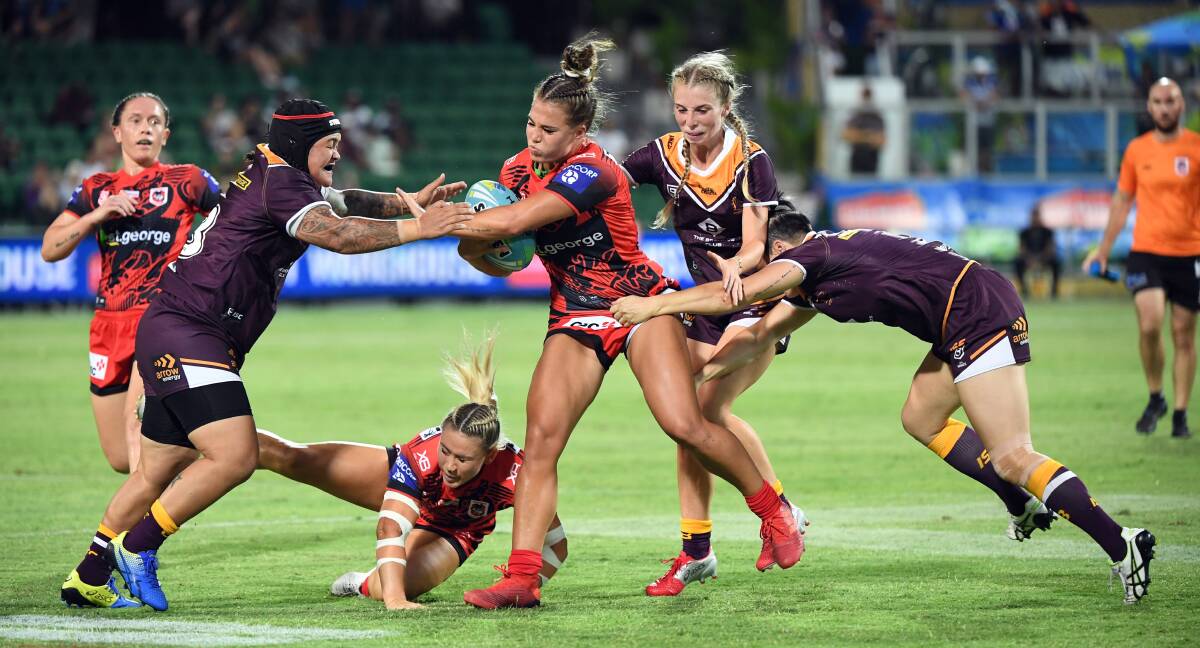 Dragons recruit Isabelle Kelly at the NRL Nines. Photo: NRL Imagery