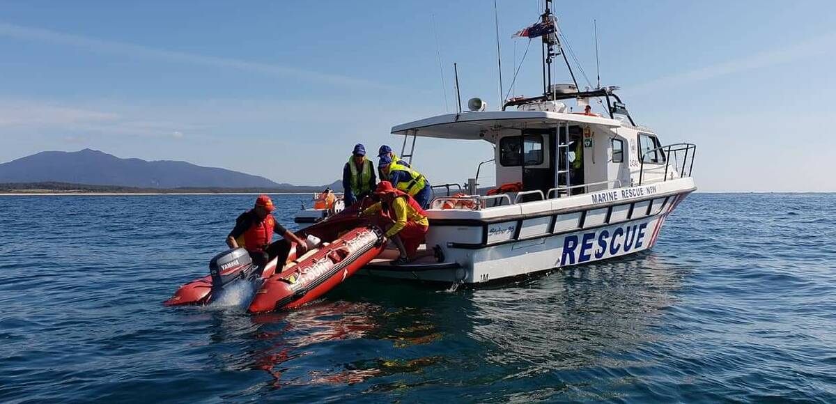 Shared capabilities: Bermagui Marine Rescue conducts a joint training session with Bermagui and Tathra Surf Life Saving Clubs