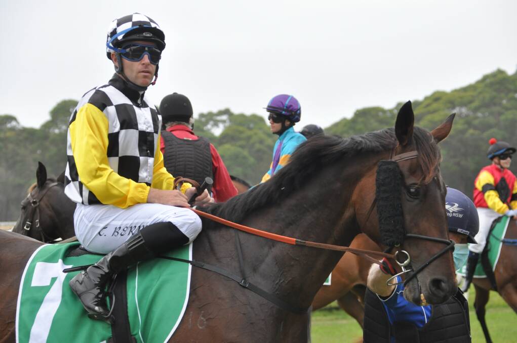 Star visit: Top Sydney jockey Tommy Berry on Bulwark before the 2010m race at Moruya Racecourse on January 14.