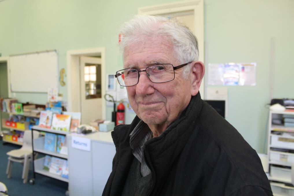 Bernie Cornell (92) in the original Wyndham Public School building which is now used as a library. 