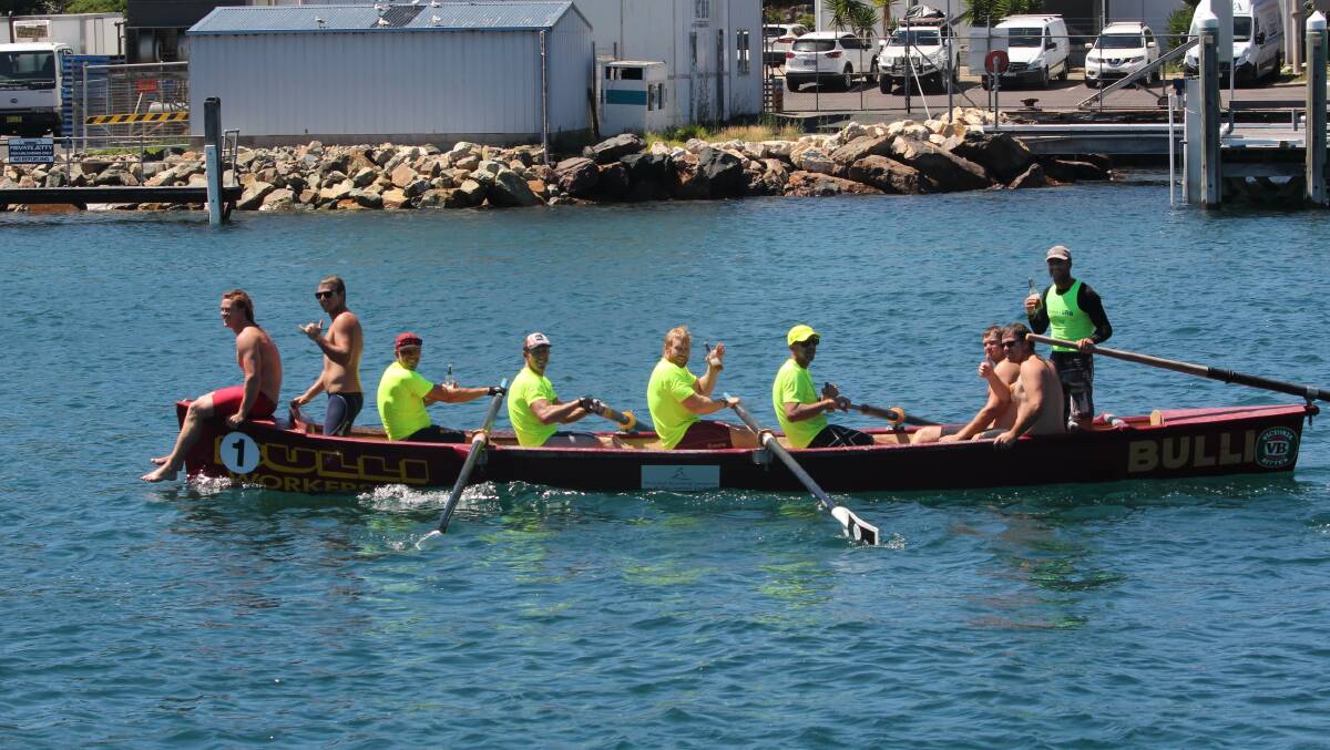 Winners: Bulli Open Men's crew arriving in Snug Cove, Eden.