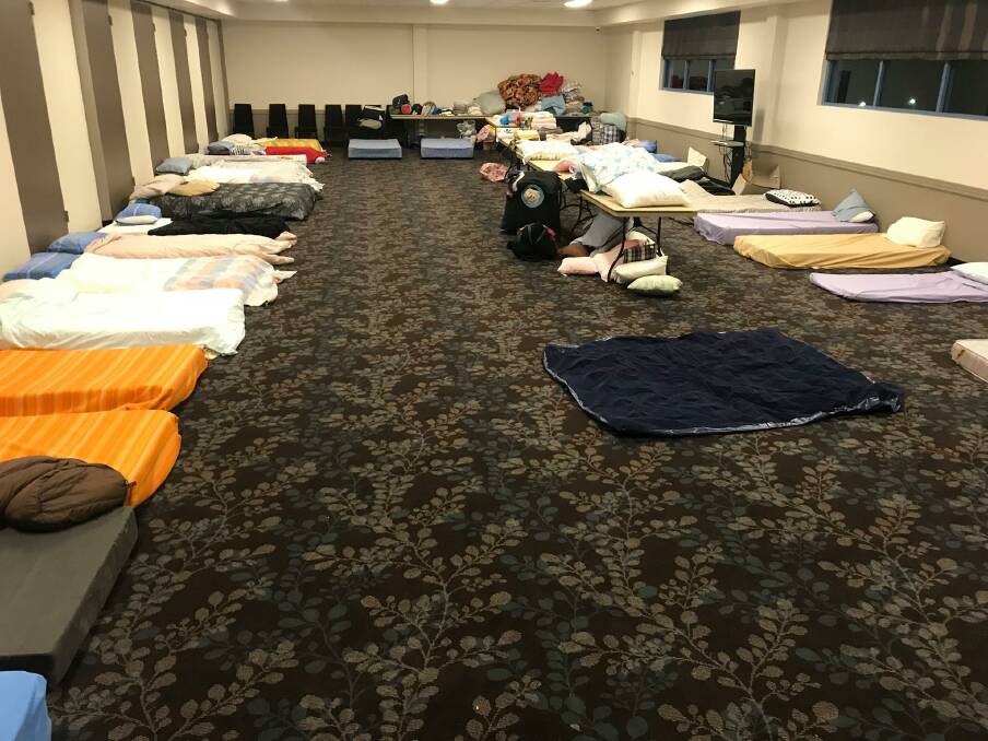 The Sapphire room at the Club transformed into a safe place for people to rest during the bushfire. Photo: Supplied.