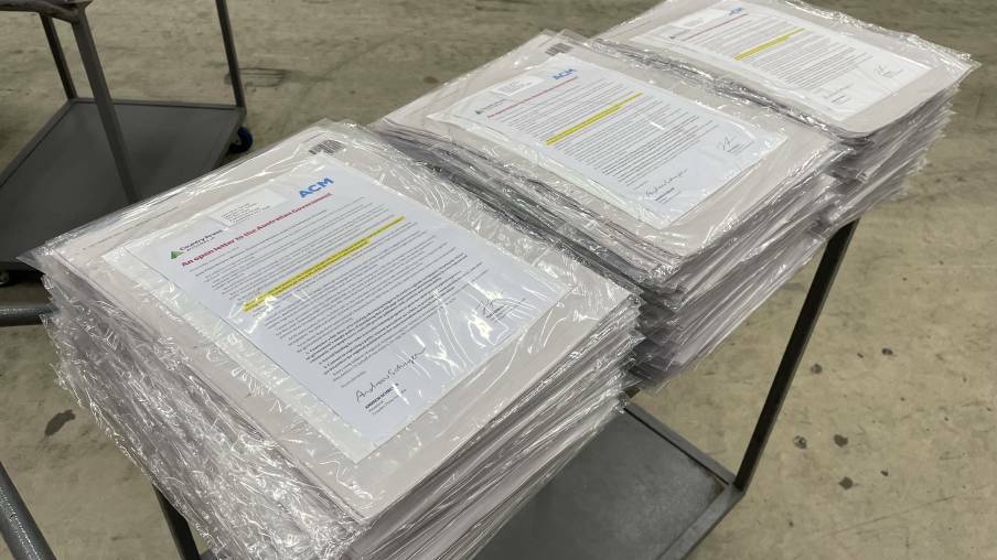 Copies of The Canberra Times ready to be delivered to the Parliament House offices of all 76 senators and 151 lower house MPs.