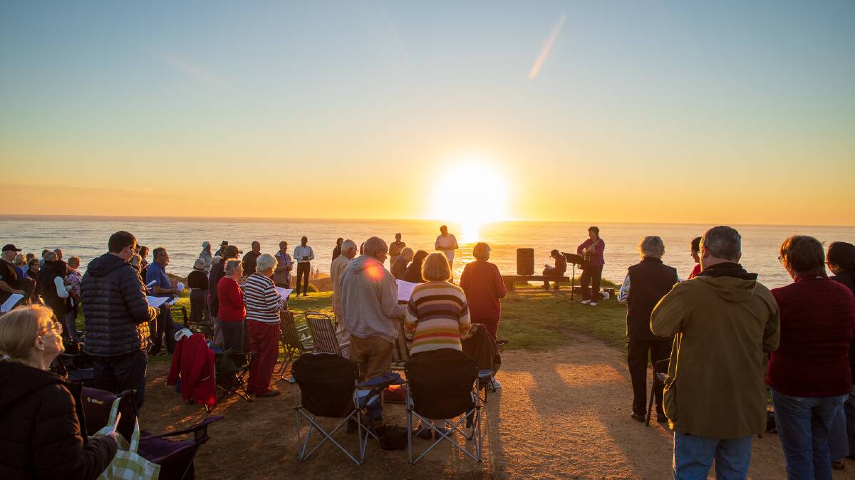 The combined churches of Merimbula held a sunrise service with about 50 people attending, at Short Point Merimbula to celebrate the Easter message.