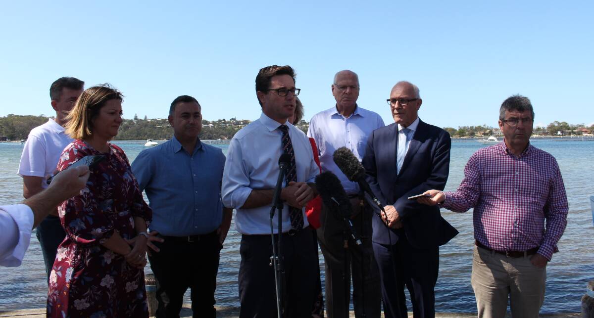 Mayor Kristy McBain with state and federal government ministers at the announcement of the business package at Merimbula on March 11.