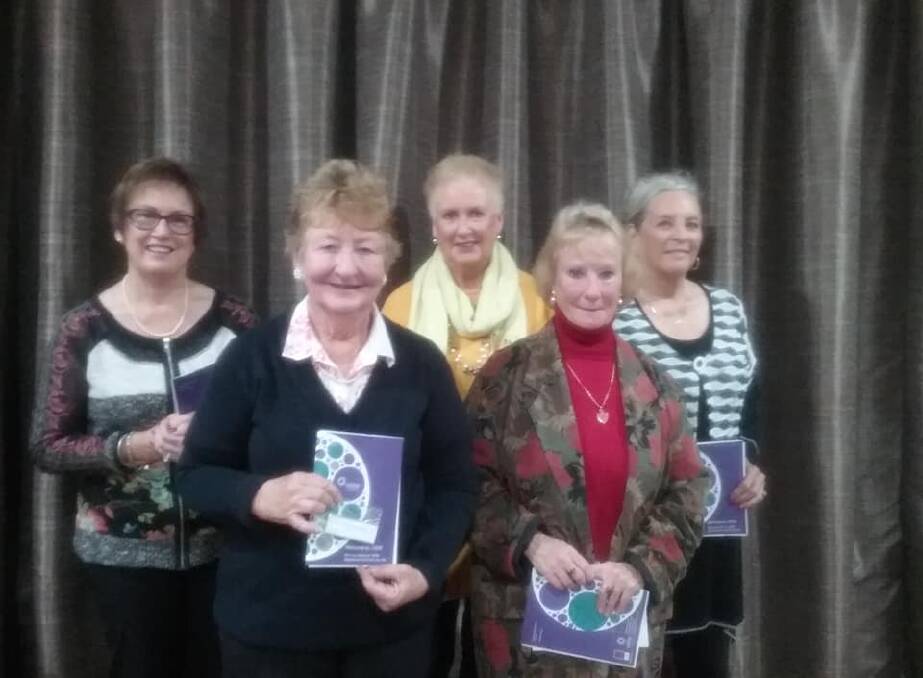 New Day View Club members who received badges Lynette Haar, Rosie Leak and Robyn Hanna, Alison Schmid and Anne Stewart.
