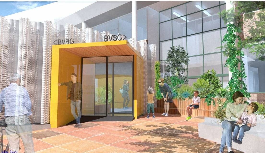 An earlier design showing the shared entrance at Zingel Place that will be part of the redevelopment. 