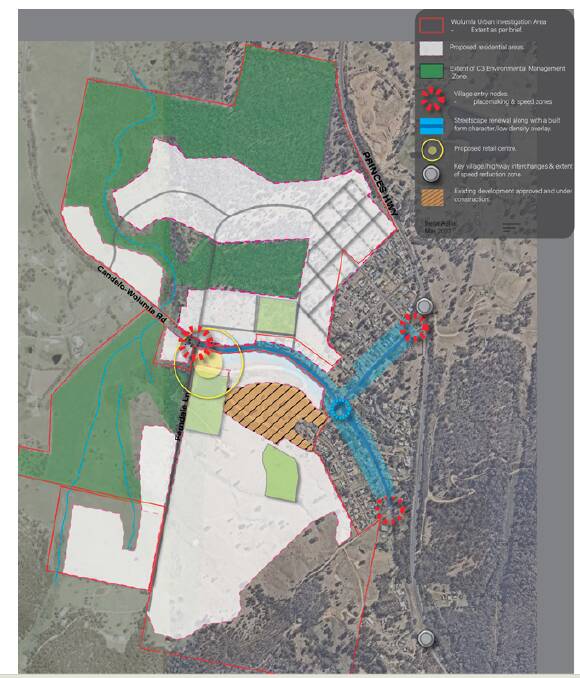 The structure plan for Wolumla showing areas in light grey of potential residential growth.