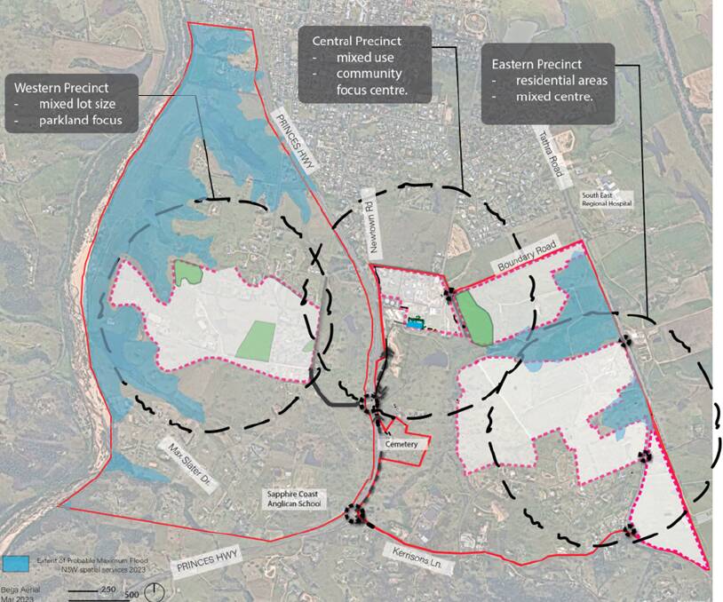 The structure plan for Bega showing three areas of potential residential growth.