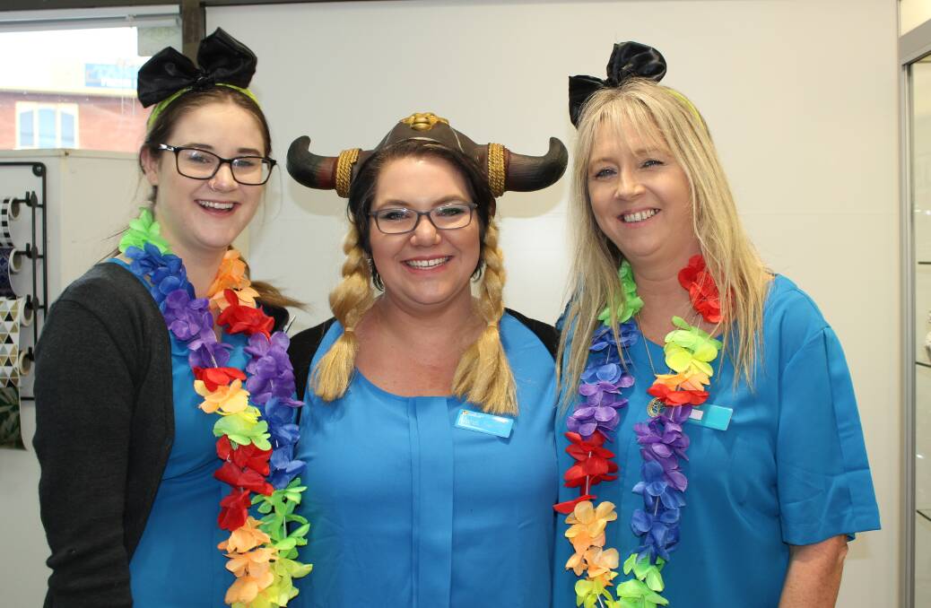 Happy faces at the Seeto, Dodd and Dwyer Pharmacy, Merimbula with Isabella Tygh, Alana Breed and Kim Fisher.