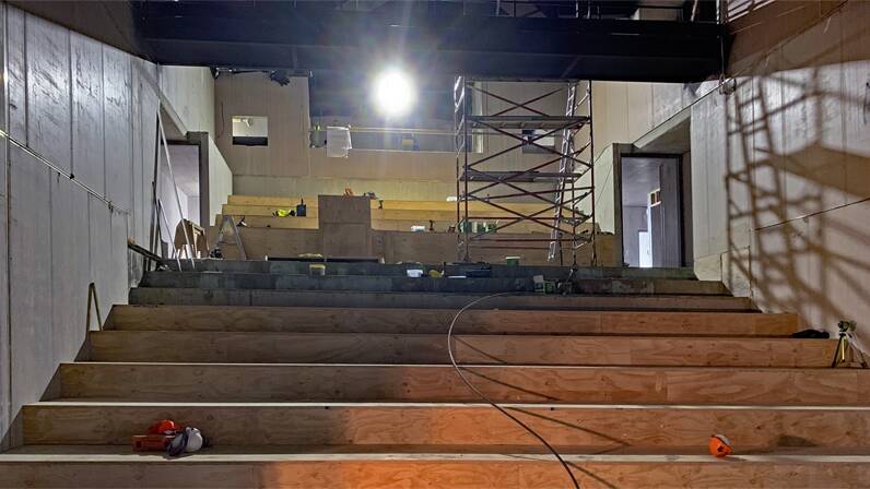 In the spotlight: The seating structure in place ready for seating installation in the new Theatre Twyford. Photo supplied.