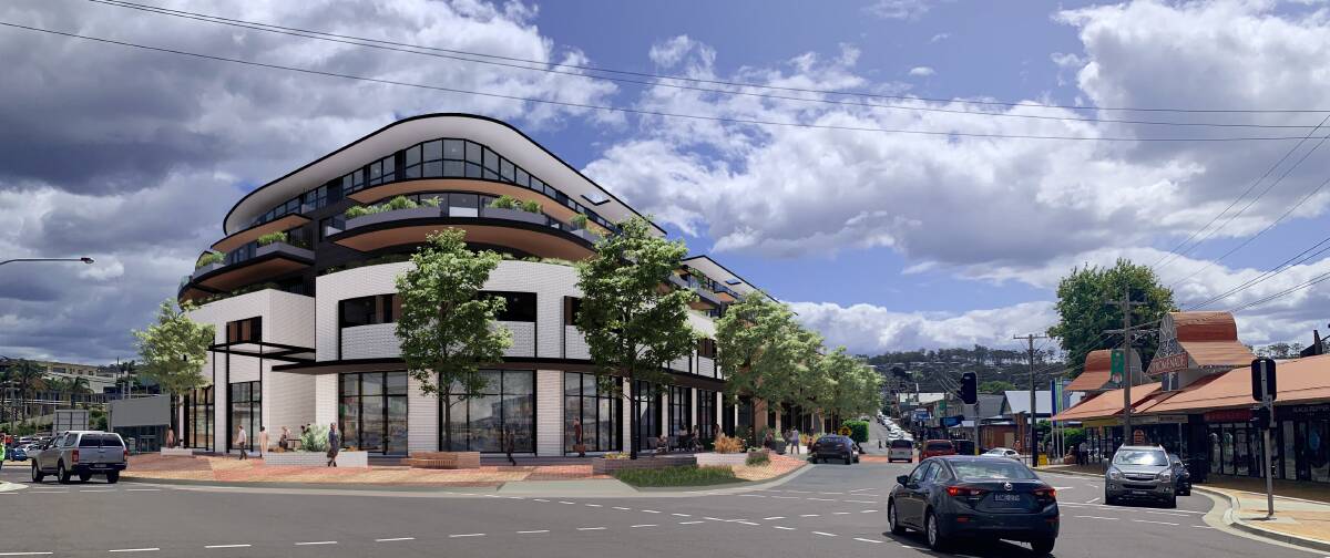 Concept plans and artist's impression from the Merimbula intersection. Picture supplied