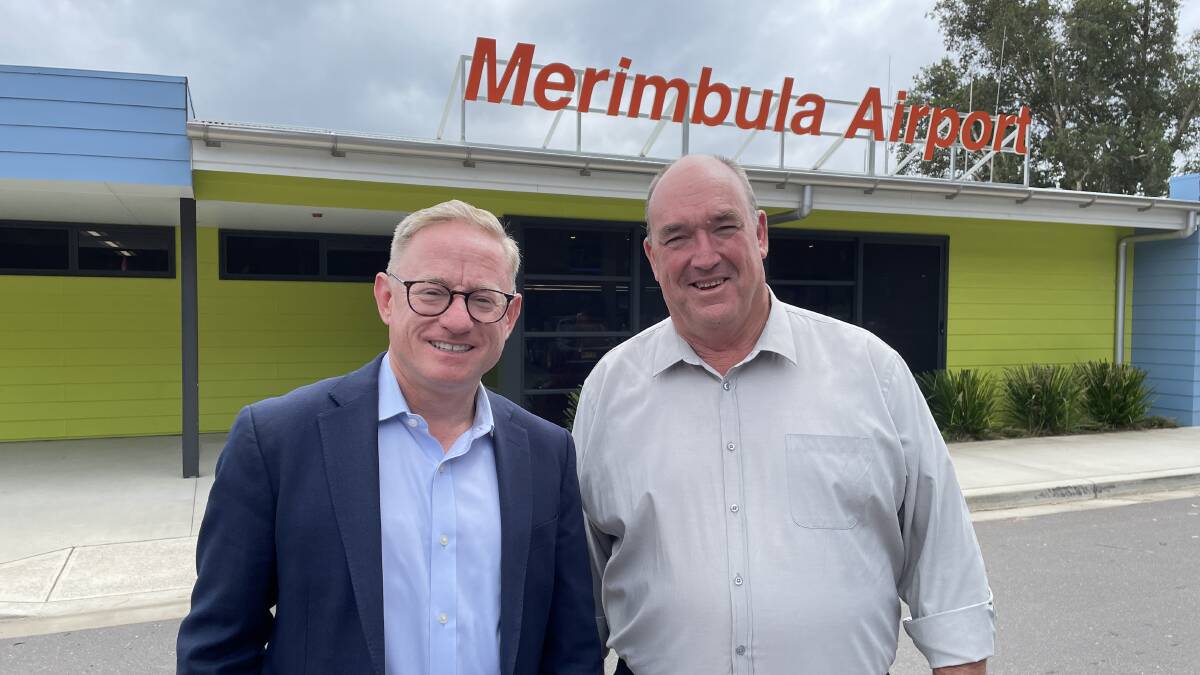 Minister for Tourism Ben Franklin and Liberal candidate for Bega, Russell Fitzpatrick announcing the additional flights. Picture by Denise Dion