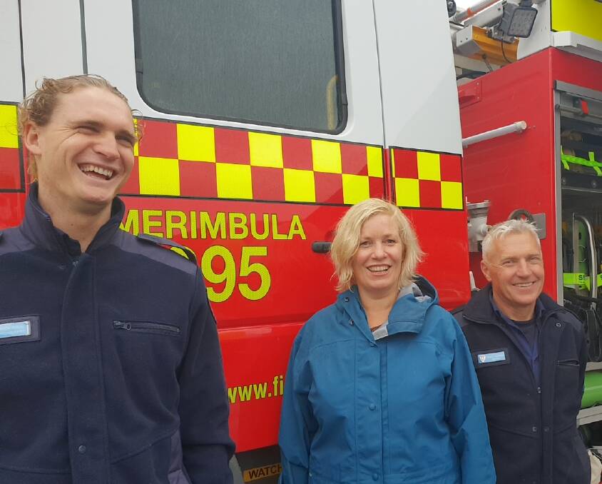 The Fire and Rescue NSW trucks were on show with chamber president Lynn McColl taking a look.