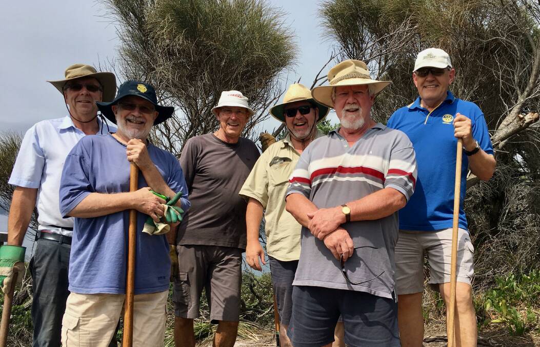 Merimbula Rotary held a working bee recently to make improvements to the Merimbula Long Point Track with the aim of making the track more accessible and safe.