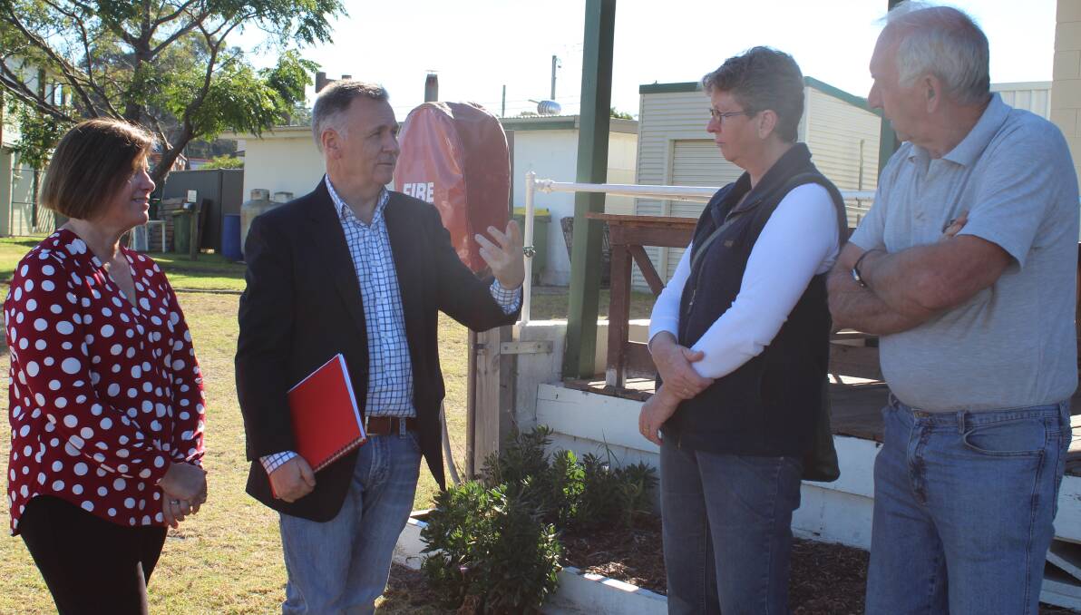 Joanne Dawson and Allan George meet Shadow Minister for Primary Industries Mick Veitch and Bega Labor candidate Leanne Atkinson, to discuss Martin Park, Pambula.