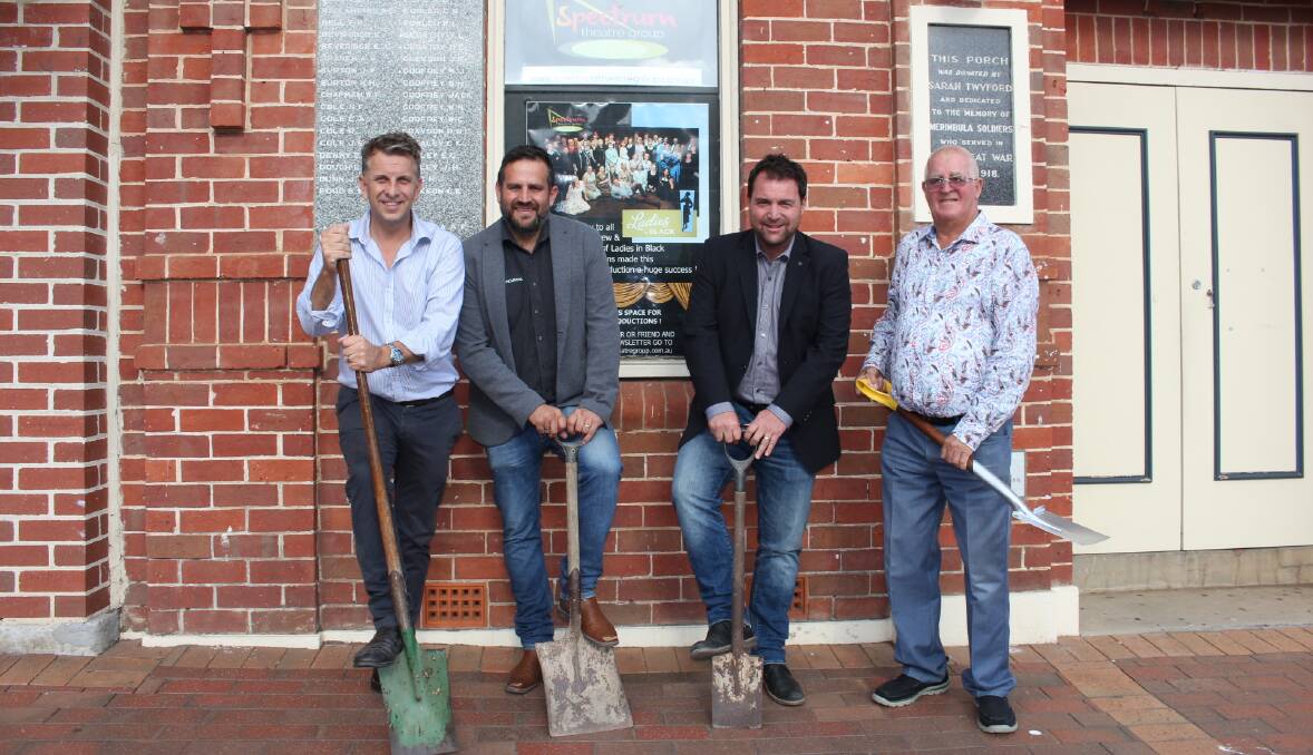 With the announcement of a building company it's all systems go for Theatre Twyford. Bega MP Andrew Constance with directors of Monarch Building Solutions Marco Galeotti and Joseph Pratezina and Twyford Committee president Bill Deveril.