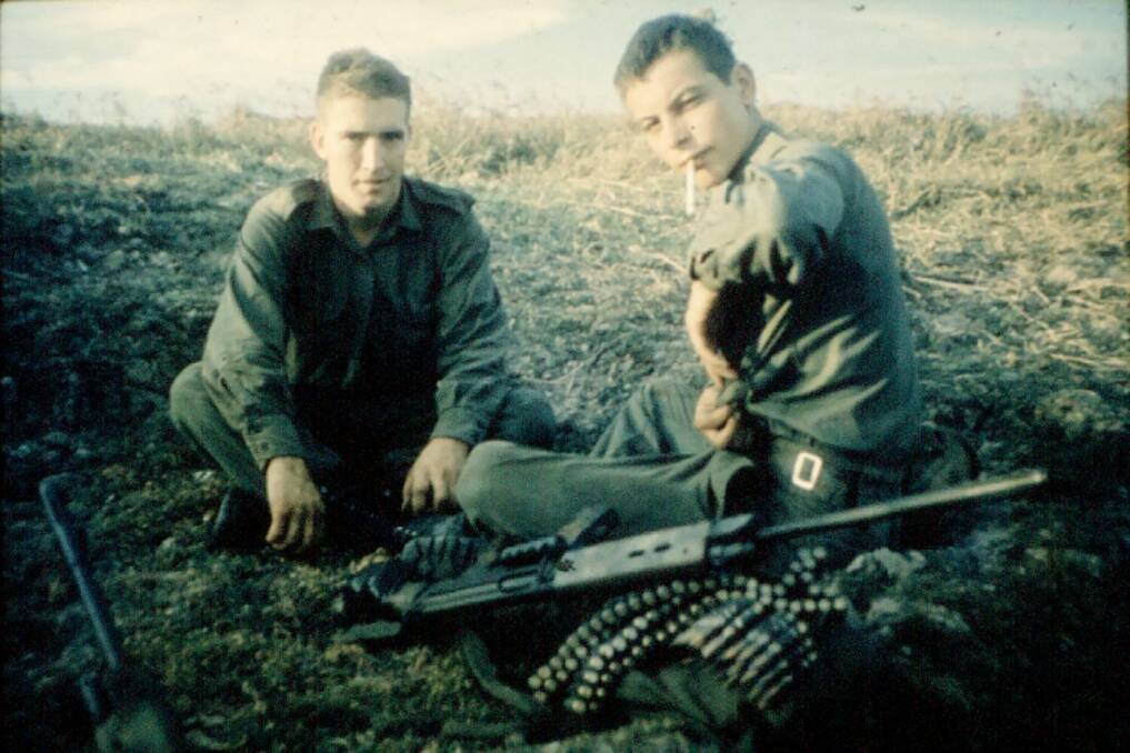 Private Peter Lloyd, left, who was sustained shrapnel wounds seen here with Private Henry Stanczyk who received a fatal wound to the head during the events of April 30. 1970.