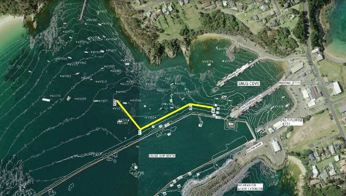 The proposed wave attenuator plan for Eden's Snug Cove. 