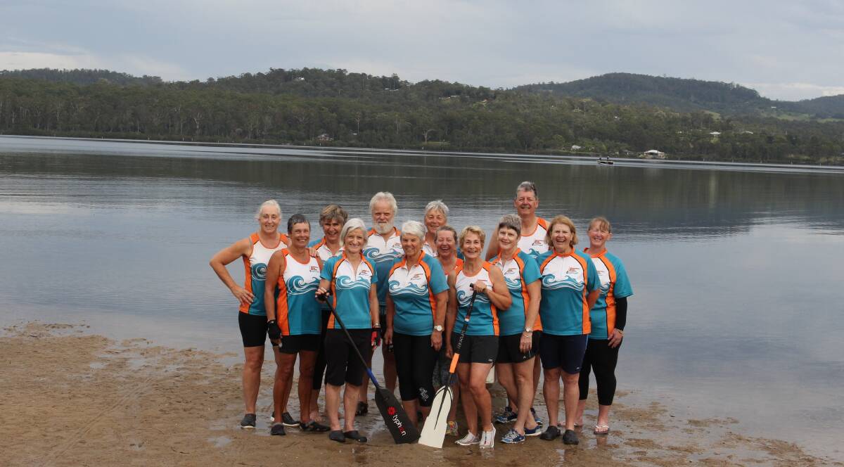 Merimbula Water Dragons get ready for another training session on the water before the nationals.