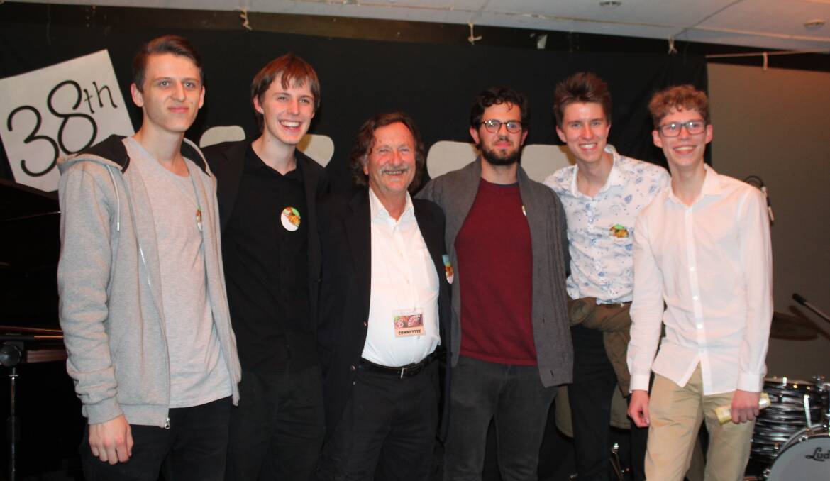 Jazz Quest winners with quest organiser Paul Dion at the Lakeview Hotel on Saturday evening.