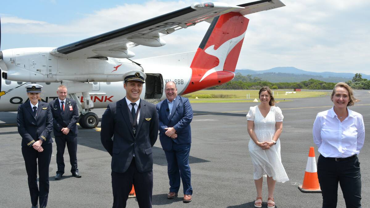 The first Qantas flight into Merimbula from Sydney in December 2020 is being followed by flights from Melbourne.