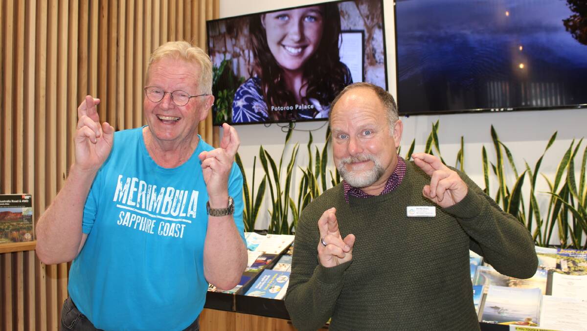 At the Merimbula Visitor Information Centre Chris Nicholls and Sandy Glass say the numbers are looking good for the upcoming season.