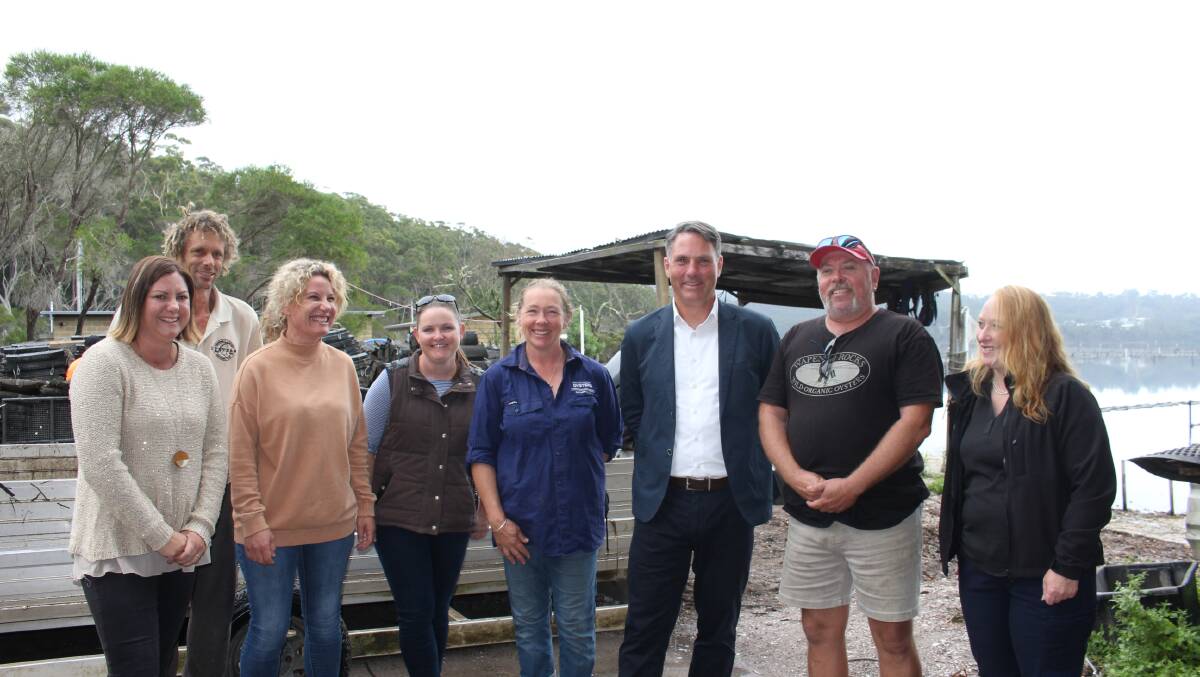 Eden-Monaro MP Kristy McBain and Deputy Opposition Leader Richard Marles meet with oyster farmers and representatives on Tuesday.