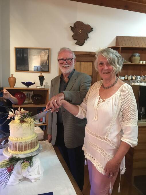 Kerry and Mary cut their cake at a special party to celebrate their marriage on Saturday, October 6.