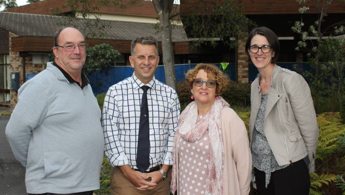 Russell Fitzpatrick, Andrew Constance, Sharon Tapscott and Kelly Jurd discuss the announcement of the $1million for Pambula Hospital in July last year.