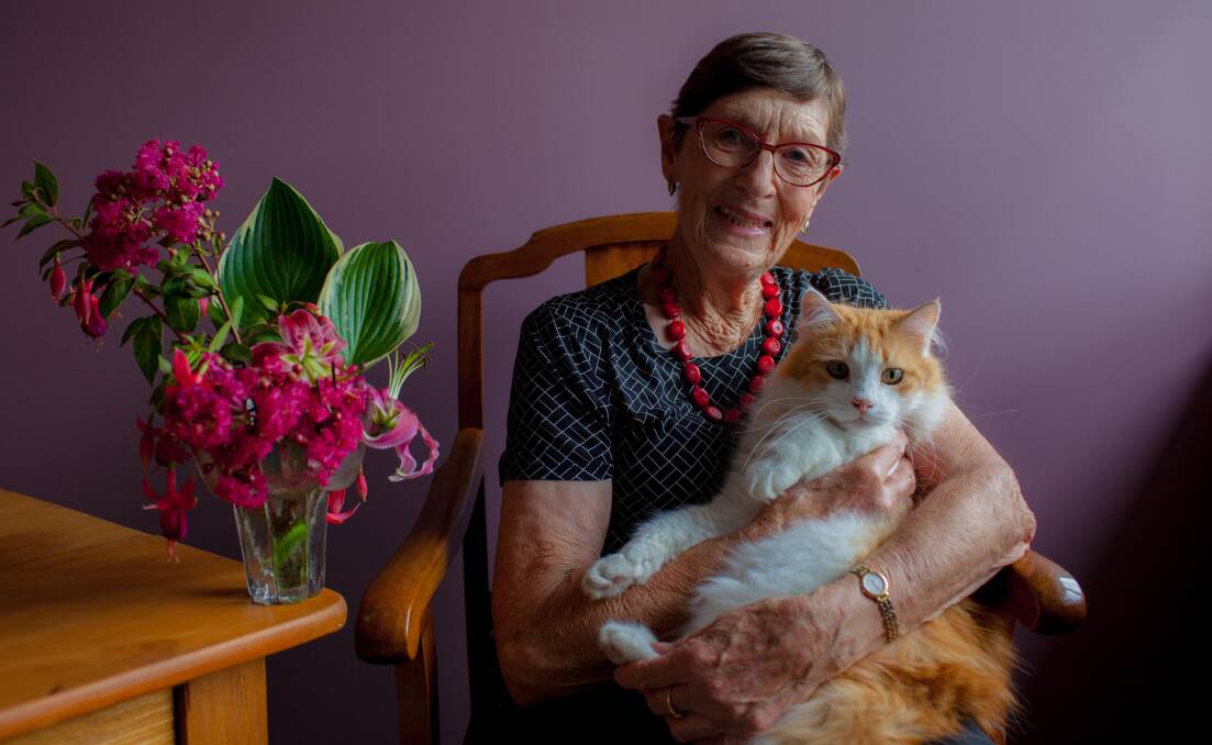 HONOURED: Awarded an OAM in the 2019 Australia Day Honours, horticulturist Margaret Sirl cuddles up with her long-time companion Matilda. Pictured: Rachel Mounsey